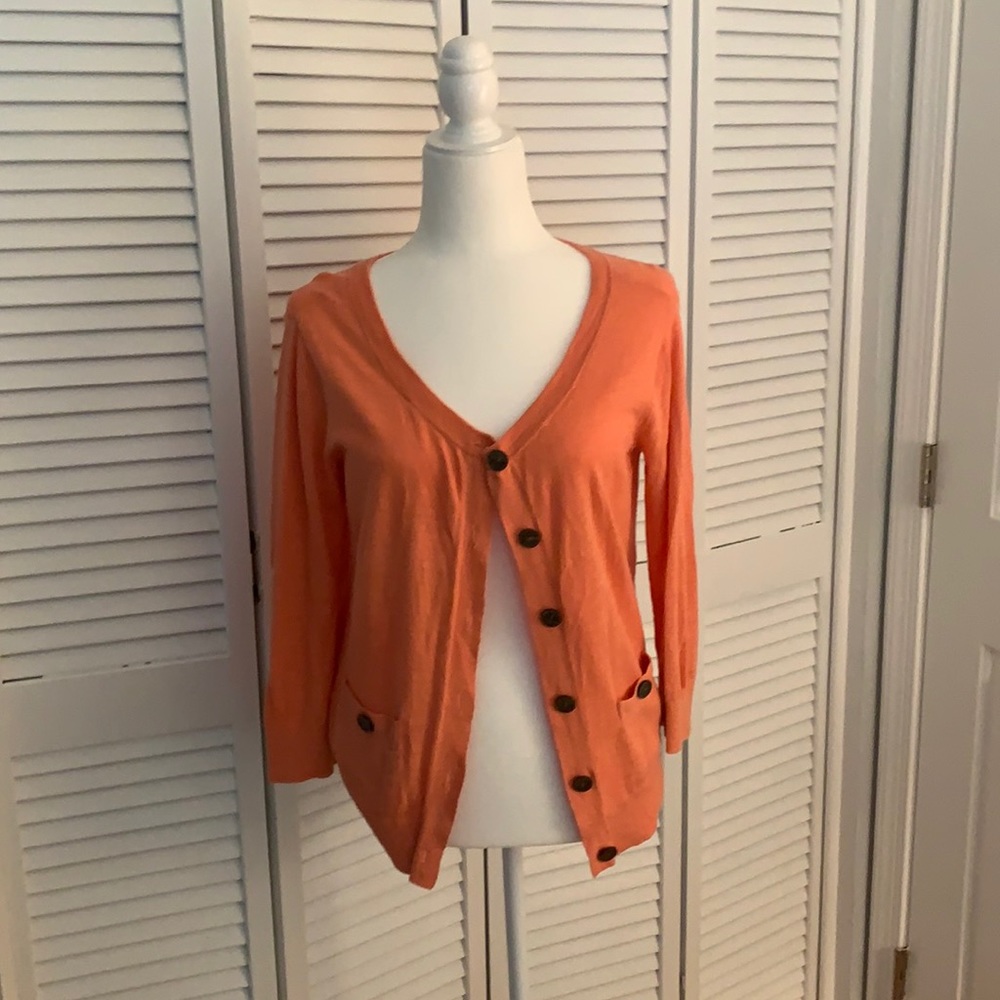 Light weight orange/coral cardigan with buttons